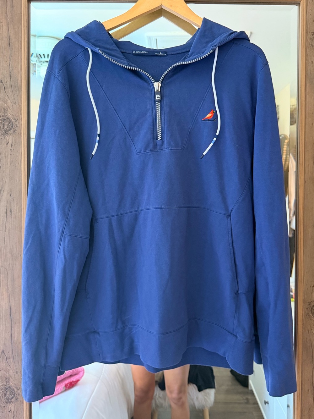 Men's B. Draddy Navy Half-Zip Cardinal Hoodie Quarter Zip